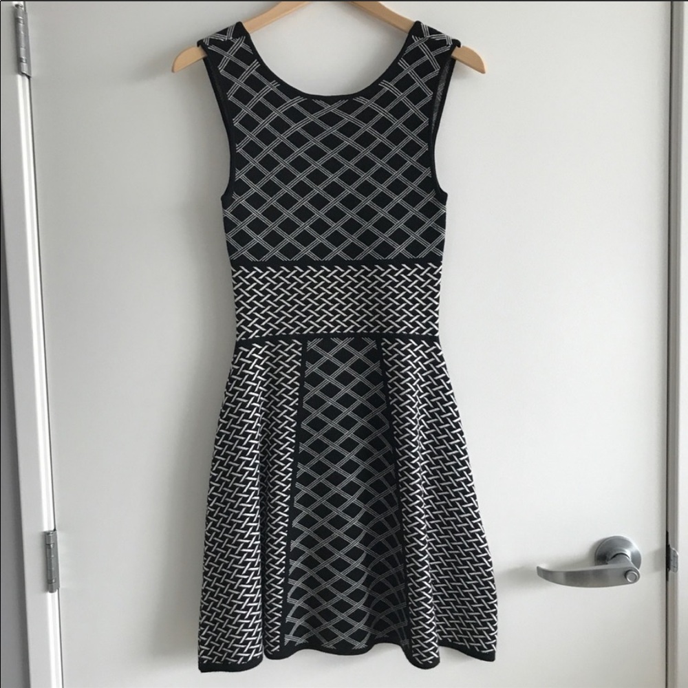 Intermix Black and White A line Knit Dress